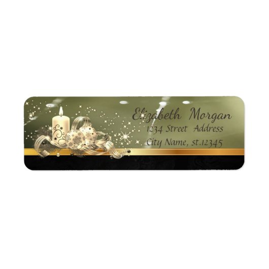 Étiquette Boules de Noël élégantes, Bougie, Étincelle, Vert (Devant)