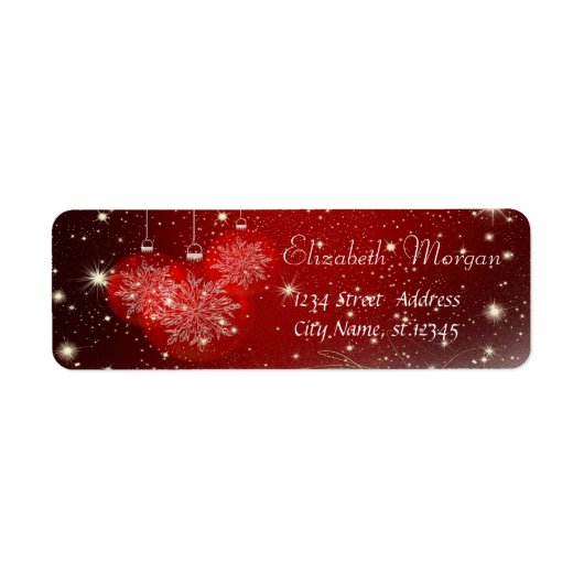 Étiquette Boules de Noël élégantes, Rouge (Devant)
