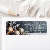 Étiquette Boules de Noël,Flocons de neige Gris (En situation)