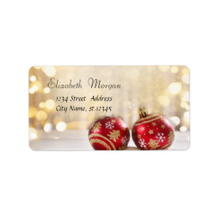Étiquette Boules de Noël Rouges Fêtes