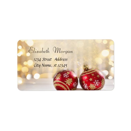 Étiquette Boules de Noël Rouges Fêtes (Devant)