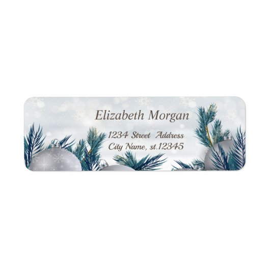 Étiquette Boules De Noël Sur Les Branches De Pins Tree (Devant)