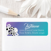 Étiquette Boules de soccer violet Turquoise et blanc Étiquet (En situation)