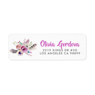 Étiquette Bouquet Boho coloré et Modèle de typographie moder