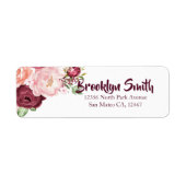 Étiquette Bouquet Bourgogne/Marsala & Pony Rose (Devant)