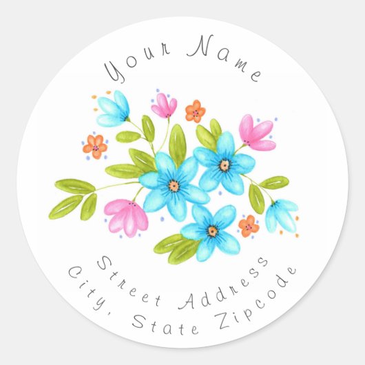 étiquette 'Bouquet d'aquarelle multicolore' (Devant)