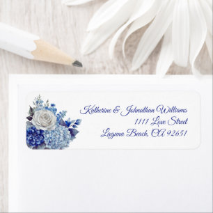 Étiquette Bouquet de fleurs bleu aquarelle-Mariage