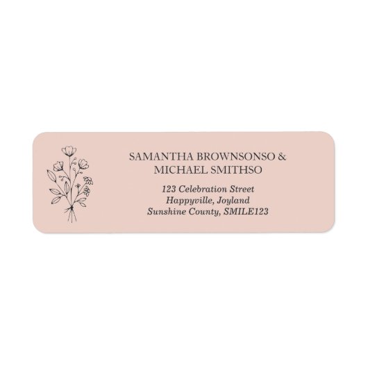 Étiquette Bouquet de fleurs roses Mariage (Devant)