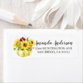 Étiquette Bouquet de tournesols Citrouille Adresse (En situation)