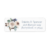 Étiquette Bouquet floral poussiéreux | Adresse du Mariage de (Devant)