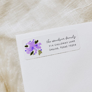 Étiquette Bouquet floral violet Retourner l'adresse Étiquett