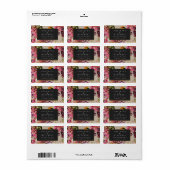 Étiquette Bouquet romantique Hot Pink Black Gold Mariage (Feuille entière)