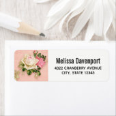 Étiquette Bouquet rose et rose blanche (En situation)