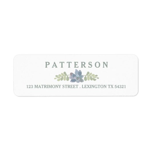 Étiquette Bouquet Succulent Floral Mariage Adresse de retour (Devant)
