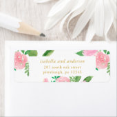 Étiquette Bouquets de fleurs roses Mariage Adresse de retour (En situation)