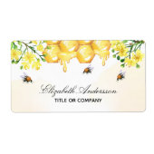 Étiquette Bourdons miel jaune floral nom script (Devant)