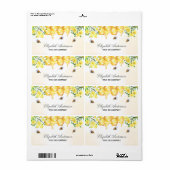 Étiquette Bourdons miel jaune floral nom script (Feuille entière)