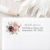 Étiquette Bourgogne & Dusty Blush Pink 5Floral Adresse de re (En situation)