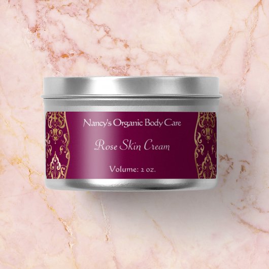 Étiquette Bourgogne & feuille d'or damask soap cosmétiques é