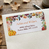 Étiquette Bourgogne Orange Automnal Fleurs Feuilles Citrouil