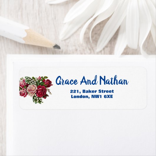 Étiquette Bourgogne Rouge Rustique Rose Mariage campagnard F (En situation)