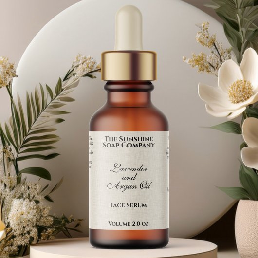 Étiquette Bouteille compte-gouttes en papier toile de lin be