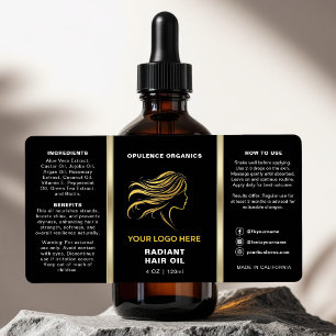Étiquette Bouteille cosmétique minimaliste en or noir modern