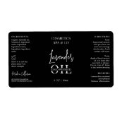 Étiquette Bouteille Cosmétique Noire moderne envelopper auto (Devant)