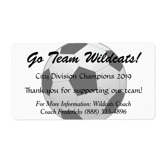 Étiquette Bouteille de collecte de fonds de balle de footbal (Devant)