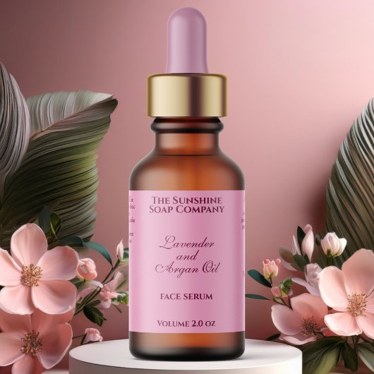 Étiquette Bouteille de goutte classique de cosmétiques roses