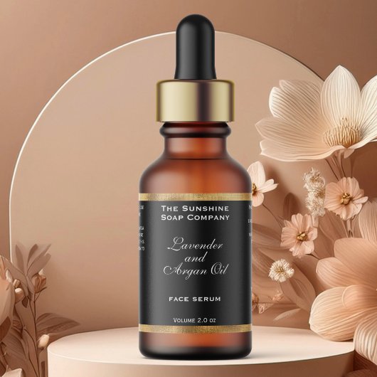 Étiquette Bouteille de gouttelettes à huile noire et tissée