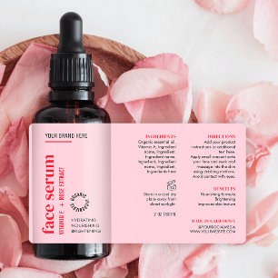 Étiquette Bouteille de gouttelettes d'huile à visage rose fé