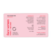 Étiquette Bouteille de gouttelettes d'huile à visage rose fé (Devant)