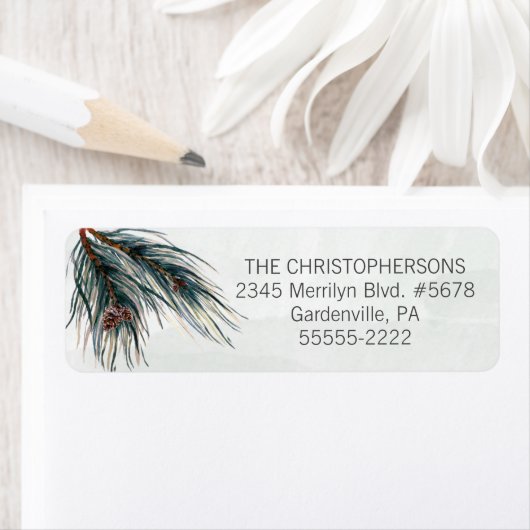 Étiquette Bouteille de pin vert (En situation)