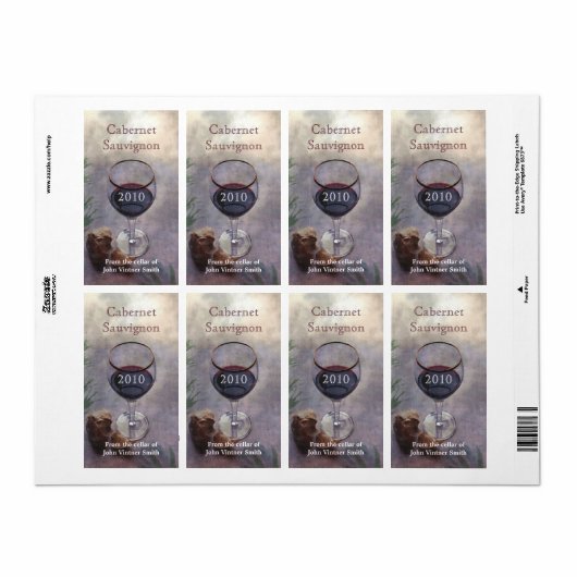 Étiquette bouteille de vin (Feuille entière)