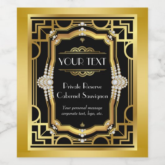 Étiquette bouteille de vin Art Déco (Étiquettes simples)