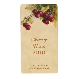 Étiquette bouteille de vin cerise