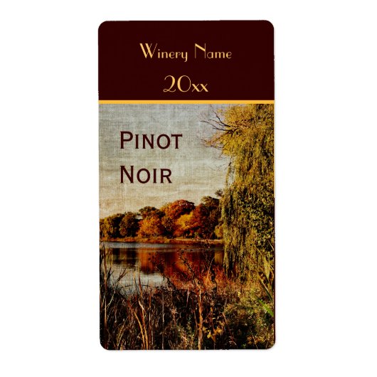 Étiquette bouteille de vin de l'étang d'automne (Devant)