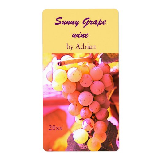 Étiquette bouteille de vin de raisin ensoleillé (Devant)