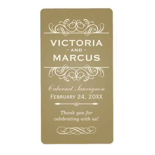 Étiquette Bouteille de vin Mariage antique Monogramme Favori (Devant)