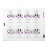 Étiquette Bouteille de vin mariage blanc et violet clair (Feuille entière)