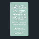 Étiquette Bouteille de vin mariage Monogramme Favoriser les<br><div class="desc">Parfaits pour les mariages de vignobles ou les faveurs de bouteilles de vin, ces élégants étiquettes de style vintage et fleuri disposent d'un monogramme de mariage personnalisé avec les noms de mariée et mariée, la date mariage, le type de vin, et message de remerciement qui peut être complètement personnalisé. Couleur...</div>