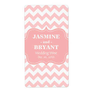 Étiquette Bouteille de vin mariage rose Chevron Motif Favori