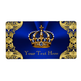 Étiquette Bouteille d'eau Baby shower Blue Gold