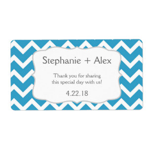 Étiquette Bouteille d'eau Chevron bleu paon - customisez-la 