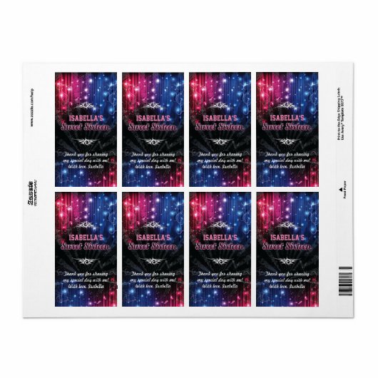 Étiquette Bouteille d'eau de Merci Magic Neon (Feuille entière)