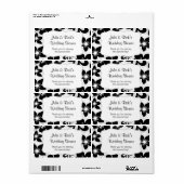 Étiquette Bouteille d'eau d'Hibiscus blanc noir - customisez (Feuille entière)