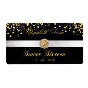 Étiquette Bouteille d'eau Gold Sparkle Sweet Seize ans