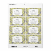 Étiquette Bouteille d'eau gris-jaune Damas - customisez-la ! (Feuille entière)