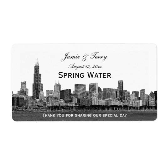 Étiquette Bouteille d'eau H écrêtée de Chicago Skyline (Devant)